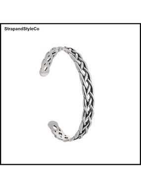 Stainless Steel Braided Celtic Knot Cuff Bracelet Adjustable Bangle